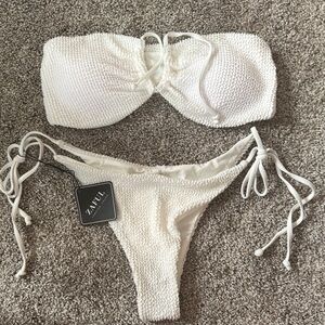 Zaful White Textured Bikini Set NWT size medium